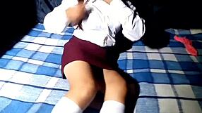 Mexican Schoolgirl Begs Teacher for Just the Tip in Painful Homemade Clip