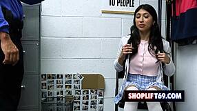 Wow! Sexy Shoplifter Penelope Woods Fucked Hard by Security Guard in Office