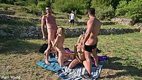 Vacation sex heats up as nympho BFFs Rebecca Volpetti and Veronica Leal dive into a scenic stranger gangbang. What a wild ride!
