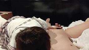 Wow, cute schoolgirl in uniform rides hard and gets creampied!