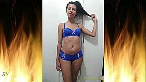 i'm obsessed with my cute brazilian body in blue lingerie, watch me tease