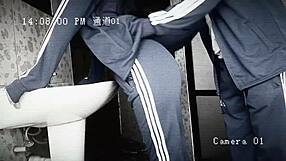 Hey, you recording us? Cute schoolgirl gets banged by classmate in bathroom!