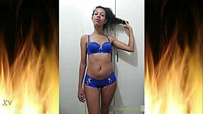 i'm obsessed with my cute brazilian body in blue lingerie, watch me tease
