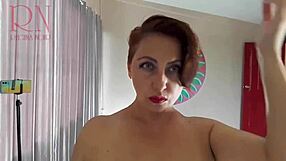 Naked Nudist Hairdresser Regina Noir Cuts Her Own Hair.
