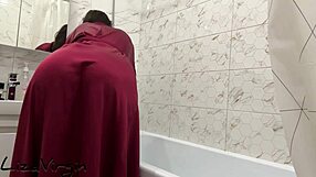 Brunette milf ignites excitement in bathroom with solo wet play