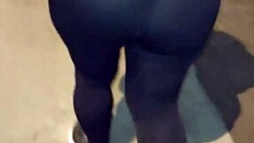 Curvy Milf in See-Through Leggings Teases Outdoors