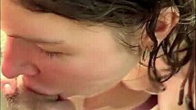 horny teen in bikini gives oily titjob on public beach