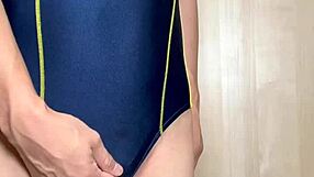 check out this japanese teen in a swim uniform getting trained for anal