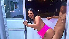 latina slut dominates cock on balcony. wet blowjob and frenetic fuck while cars pass by in medellin!