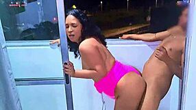 latina slut dominates cock on balcony. wet blowjob and frenetic fuck while cars pass by in medellin!