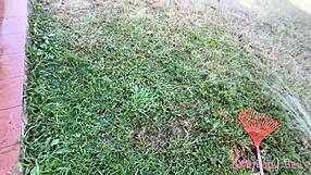 Shy Latina Stepsister Soaked After Skipping Garden Cleanup with Rough Play