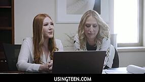 Redhead teen intern and blonde milf assistant freeused hard