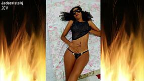 Jade, brunette from Rio, teases with tight shaved curves