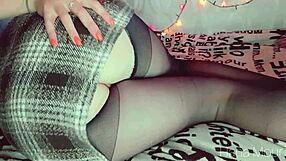 Young secretary, wanna play with your tight pussy after work in that short skirt and tights?