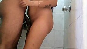 cheating wife mouth fucked by black friend in bathroom. hard standing sex with rough domination shakes her up.