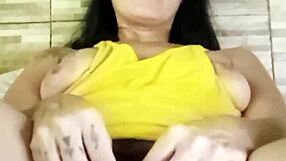 Venezuelan Brunette's Big Hairy Pussy Masturbates Wildly to Orgasm