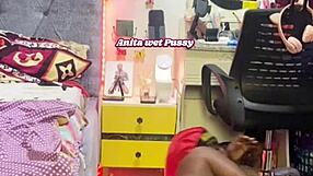 anita’s wet pussy shines in early morning routine. her tight ebony curves drip outdoors under the sun.