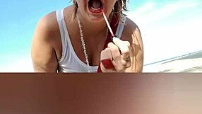Wow, check this African milf flashing big natural tits at the beach! Sexy solo action!