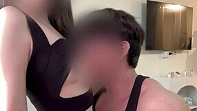 Oriental Cutie Rides Hard and Takes a Huge Cum Load on Her Small Titties