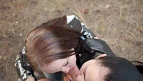 I saw two hot chicks film each other with my cock and they got a huge facial as a reward