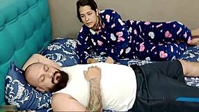 Hot latina tired of masturbating takes advantage of friend's arrival giving great blowjob to fuck her in spanish porn