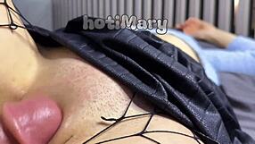 shaved asian pussy gets closeup creampie thrill