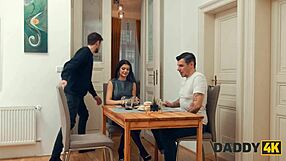 daddy4k small-titted brunette cheats on her bf with his dad in the next room