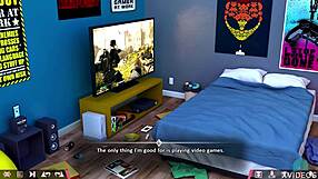 Virtual reality sex game with teen Joanna and her small pues Richie and his huge cock